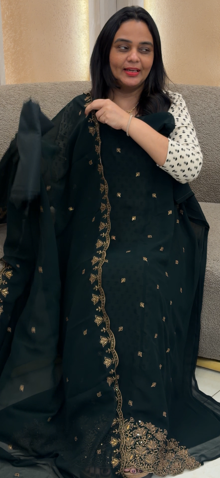 FAUX GEORGETTE UNSTITCHED SALWAR SUITS - NUWA - 1060