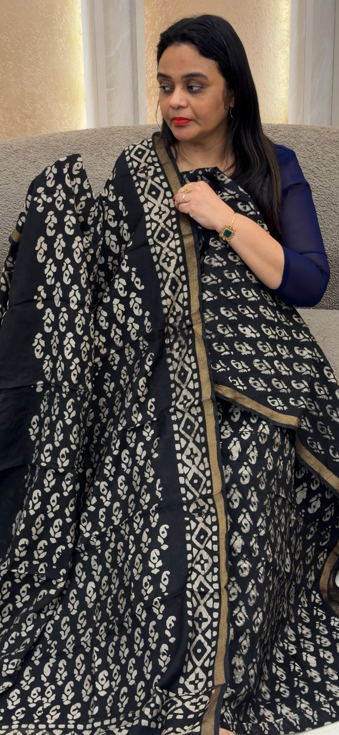 PRINTED CHANDERI UNSTITCHED SALWAR SUITS - NUWA - 1362