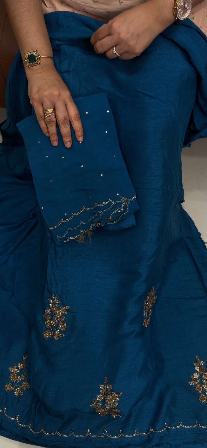 HAND WORKED UNSTITCHED SALWAR SUITS - NUWA - 1817