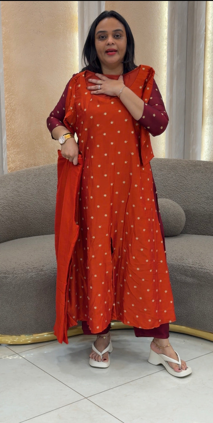 SEMI RAW SILK CO-ORDS SETS - NUWA-1147