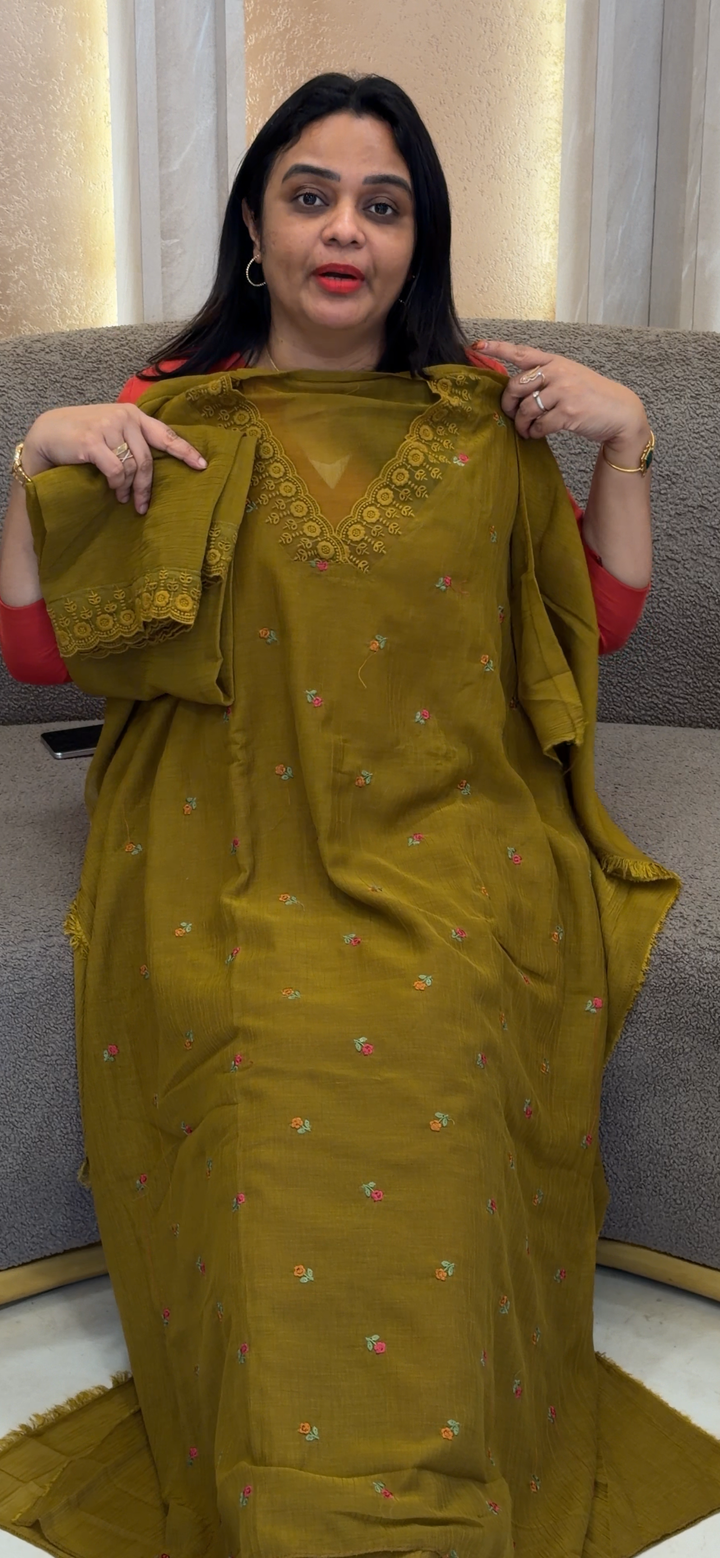 MUL CRUSH UNSTITCHED SALWAR SUITS - NUWA - 1350