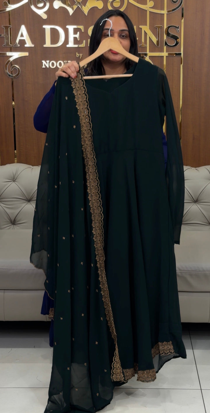 FAUX GEORGETTE ANARKALI TOP AND DUPATTA - NUWA-781