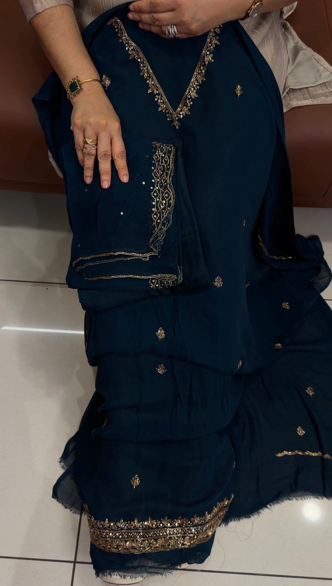 HAND WORKED GEORGETTE UNSTITCHED SALWAR SUITS - NUWA-1910