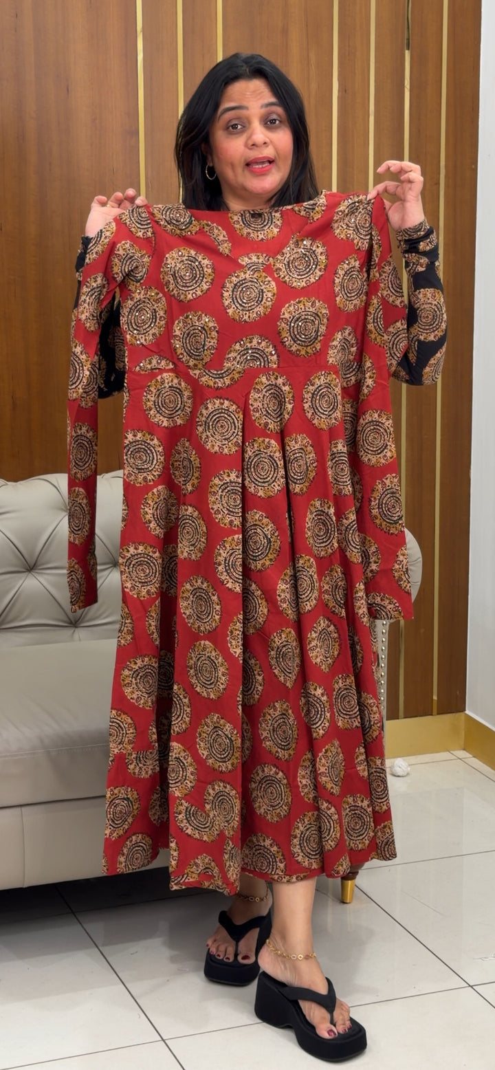 AJARKH PRINTED ANARKALI TOPS - NUWA-873