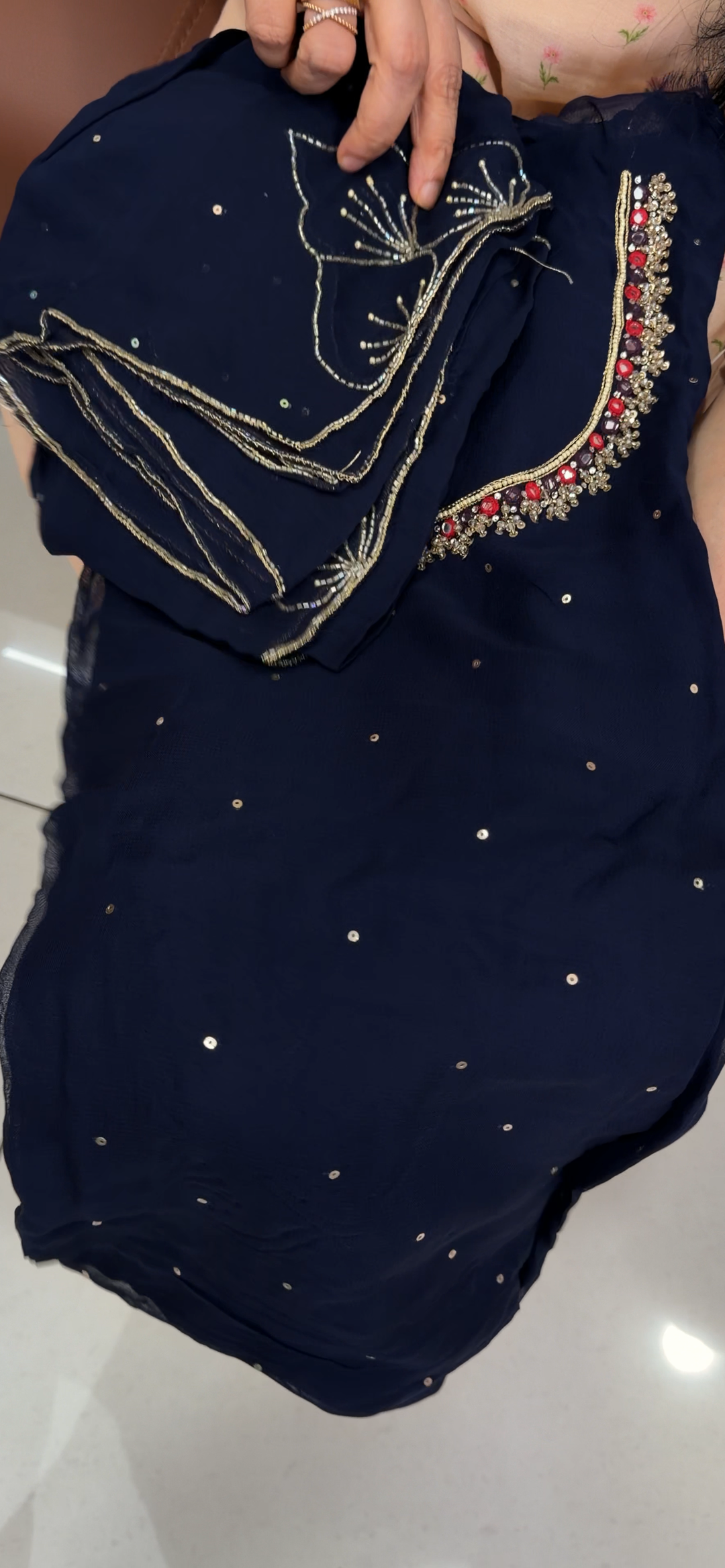 HAND WORKED UNSTITCHED SALWAR SUITS - NUWA - 1818