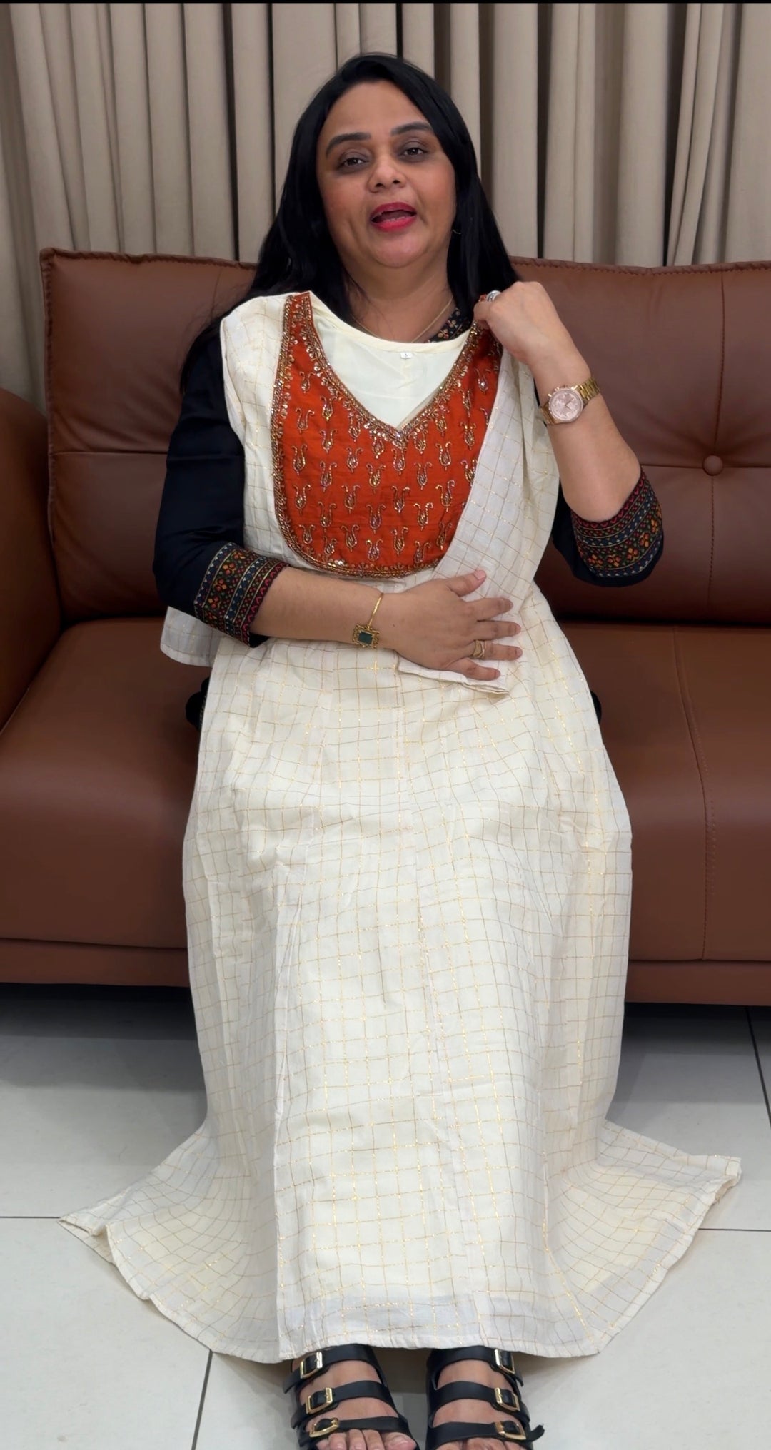 HANDLOOM ANARKALI TOPS - NUWA-1929
