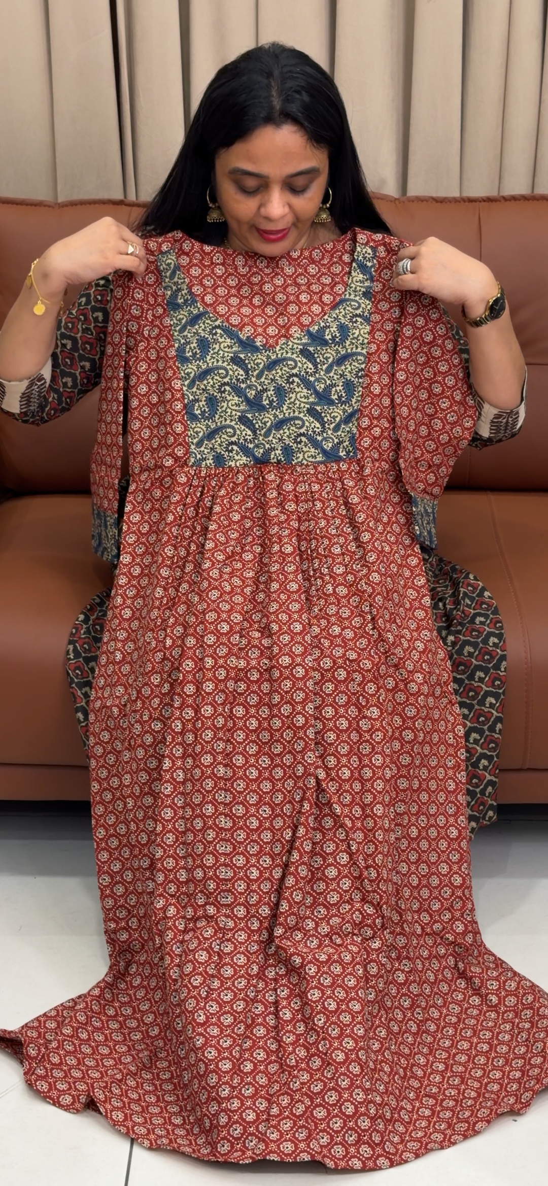 IN-HOUSE PRINTED LONG ALINE TOPS - NUWA - 2367
