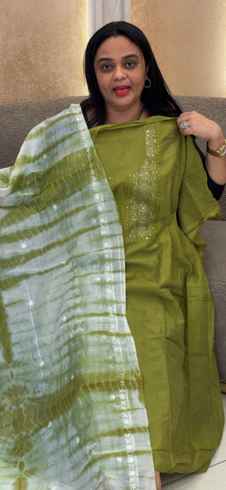 MALAI CHANDERI UNSTITCHED SALWAR SUITS - NUWA - 2128