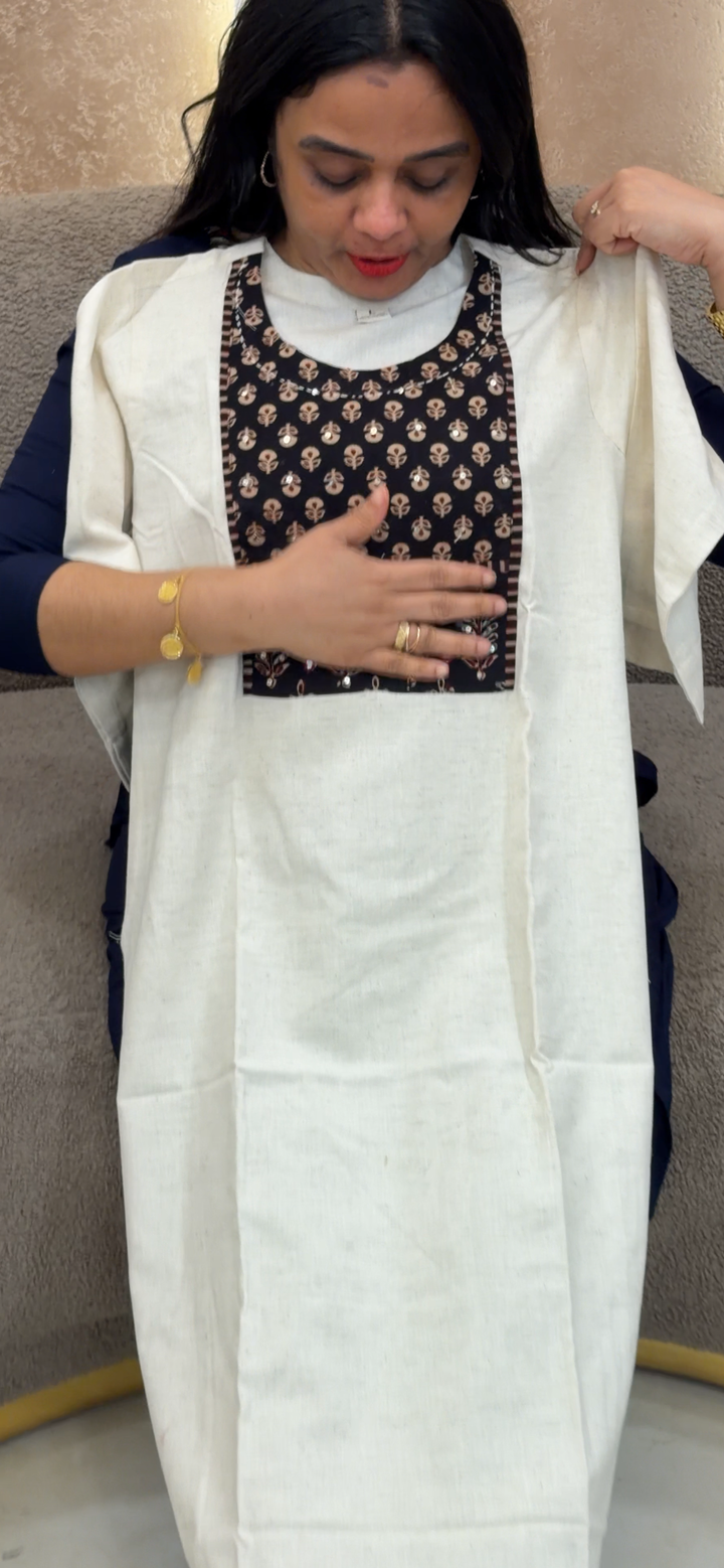 OFFER SALE AJRAKH PRNTED LINEN COTTON TOPS - NUWA - 2431