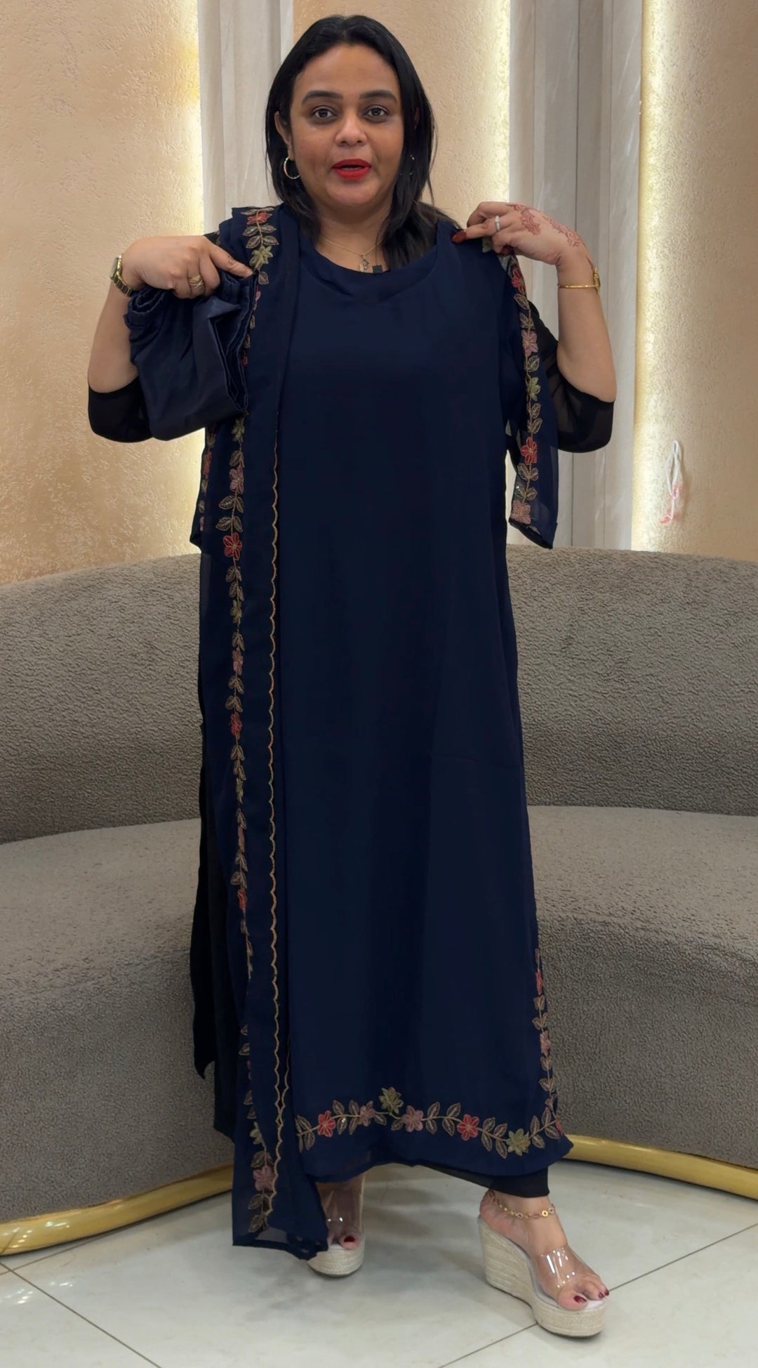FAUX GEPORGETTE TOP,BOTTOM AND DUPATTA - NUWA-1234