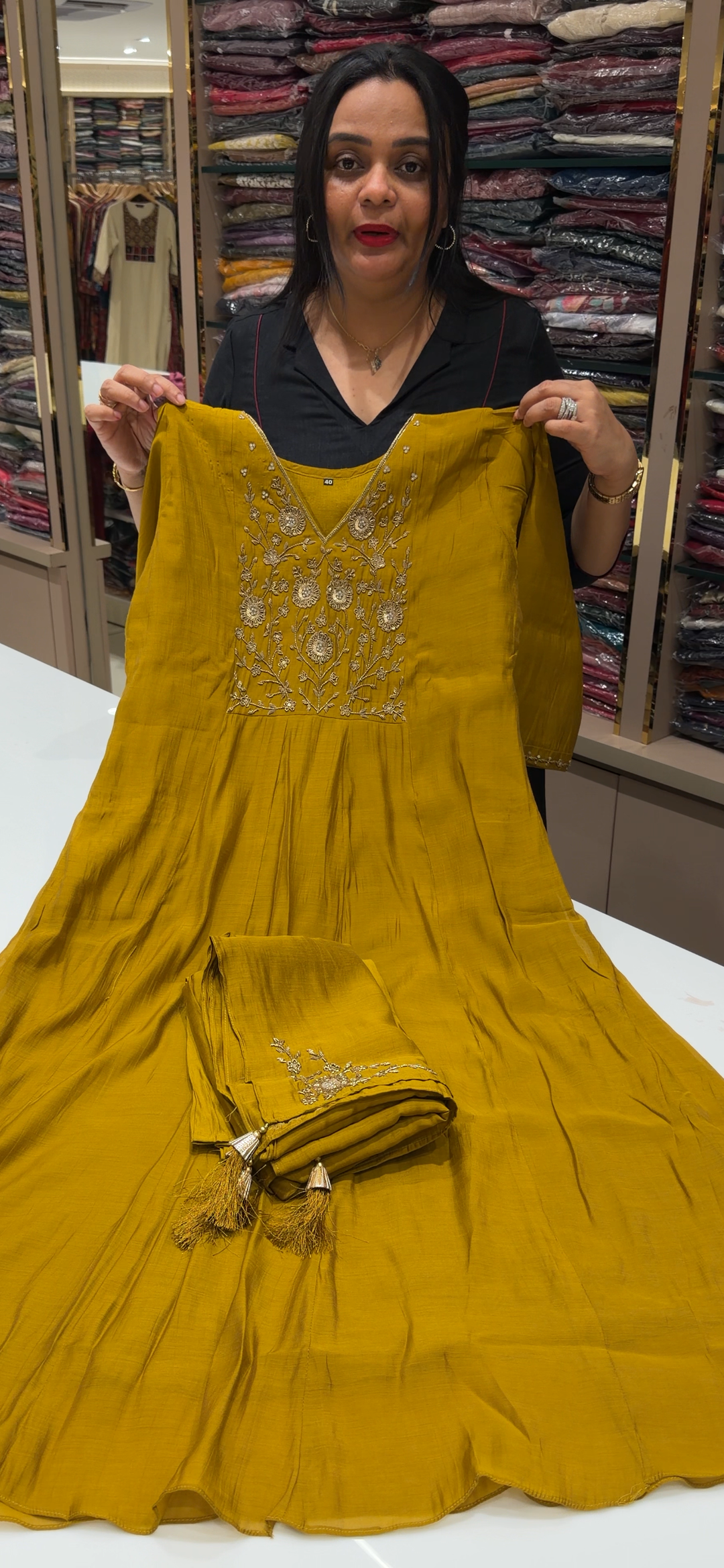 MALAI CHANDERI TOP, BOTTOM AND DUPATTA - NUWA - 1884