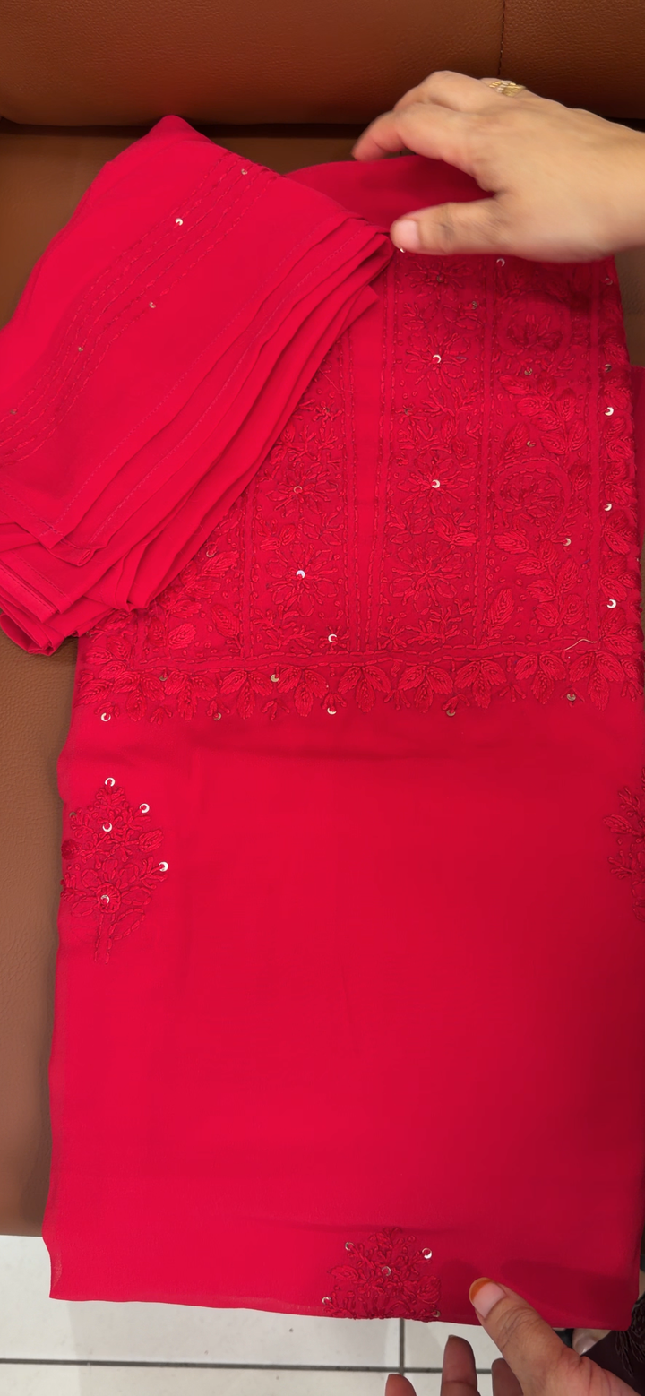 CHIKANKARI UNSTITCHED SALWAR SUITS - NUWA - 1958