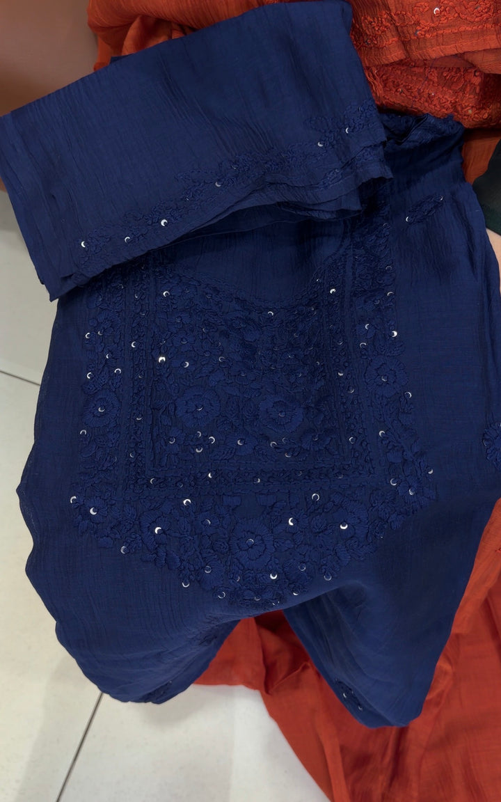 LUCKNOWI CHIKANKARI UNSTITCHED SALWAR SUITS - NUWA-1587