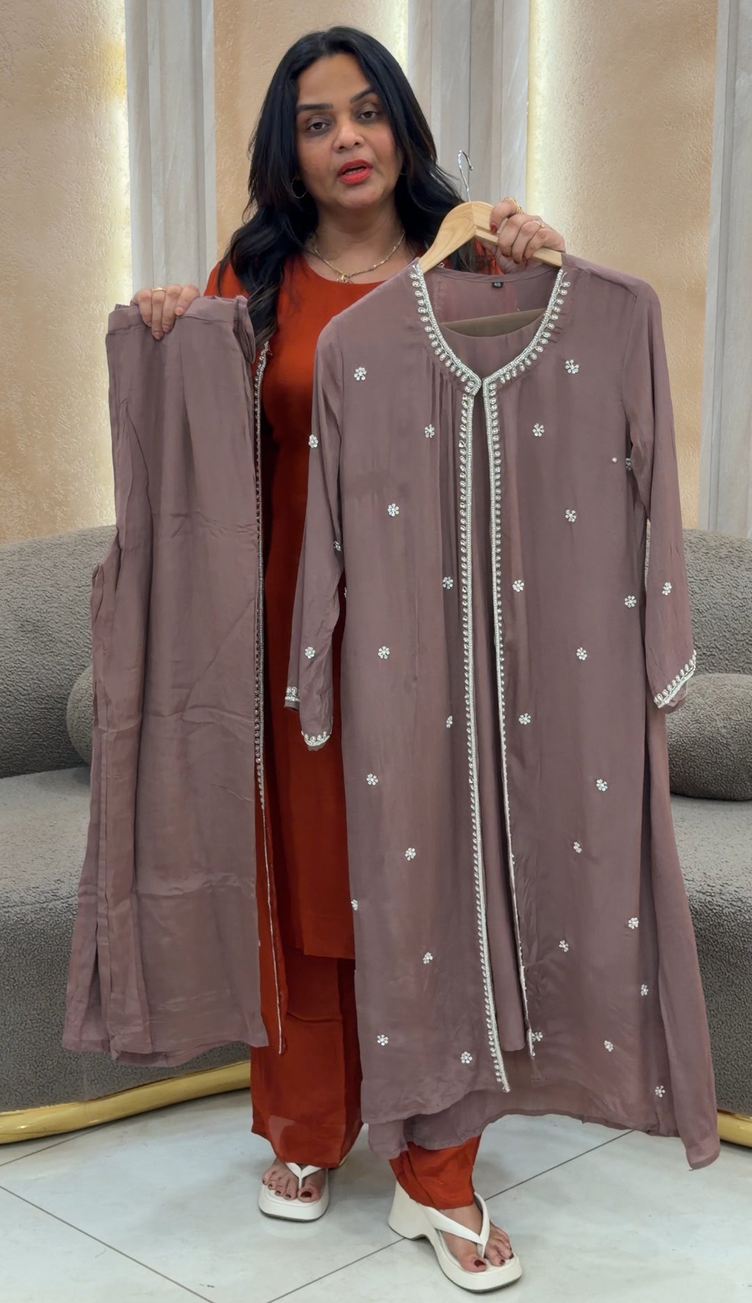 PLATINUM CHIFFON TOP,BOTTOM AND JACKET - NUWA-425