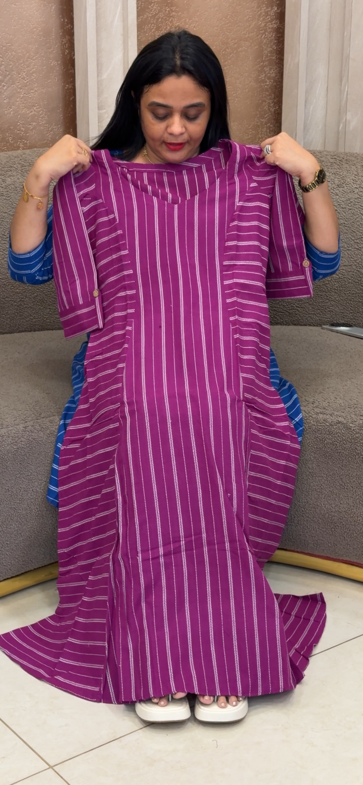 IN-HOUSE HANDLOOM COTTON LONG ALINE TOP - NUWA - 2347