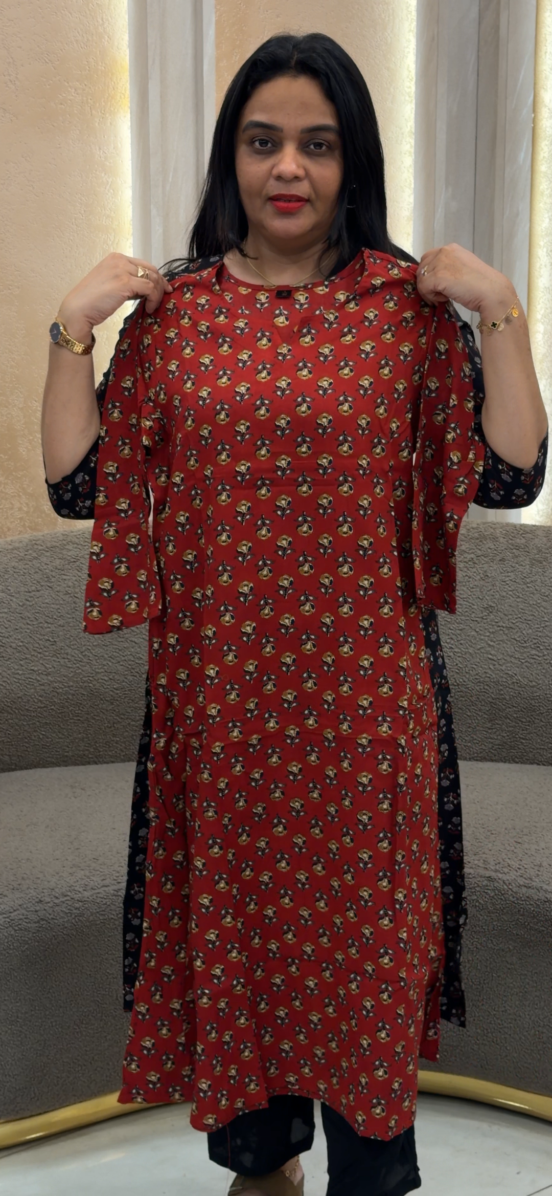 PRINTED COTTON LONG ALINE TOPS - NUWA - 1294