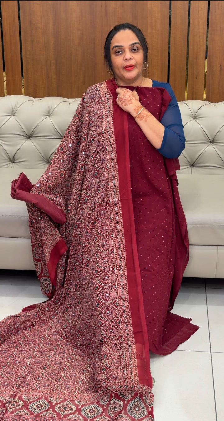 FAUX GEORGETTE UNSTITCHED SALWAR SUITS - NUWA-625