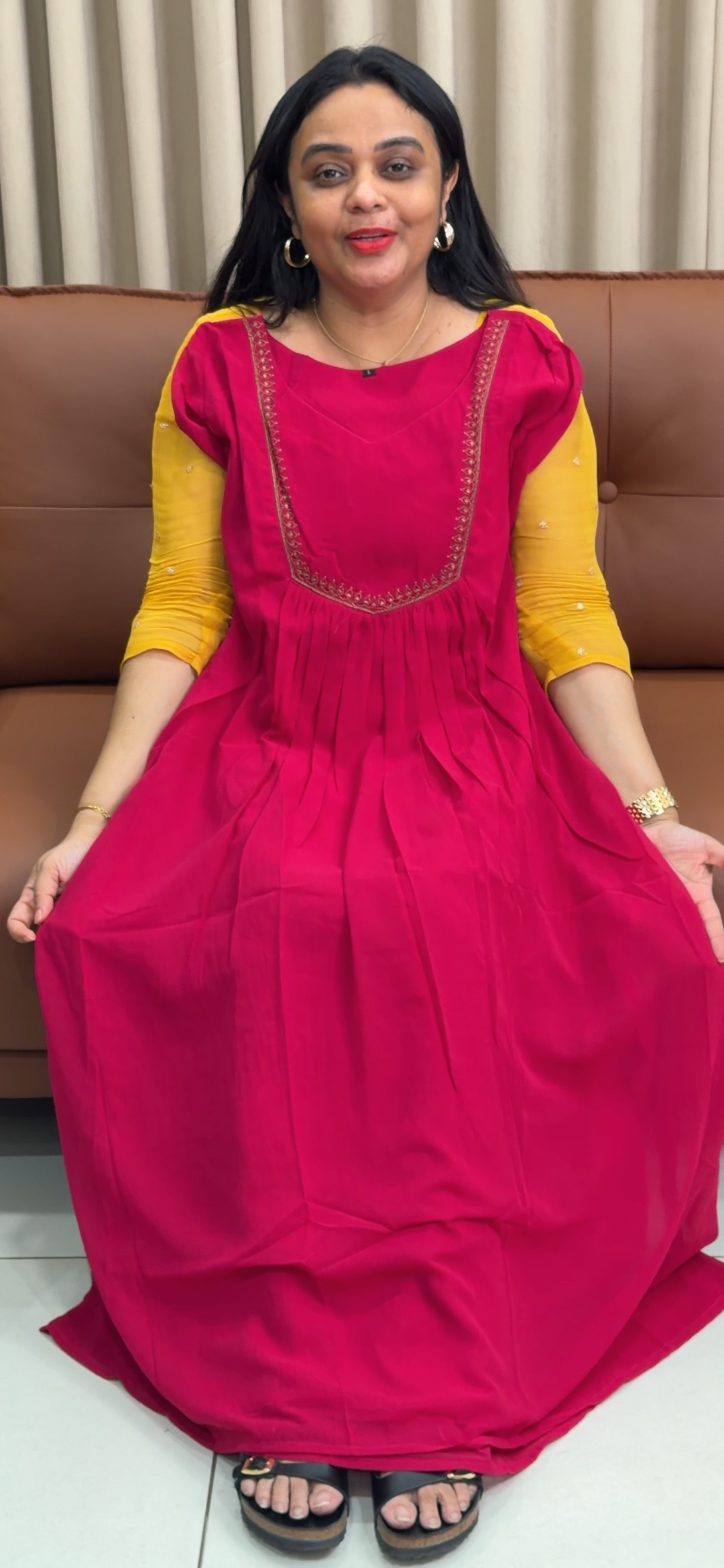 FAUX GEORGETTE LONG TOPS - NUWA - 2179