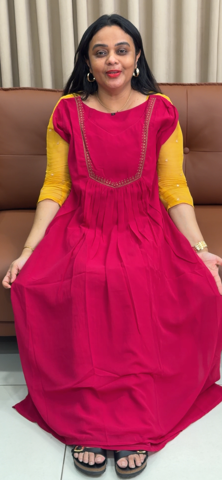 FAUX GEORGETTE LONG TOPS - NUWA - 2179