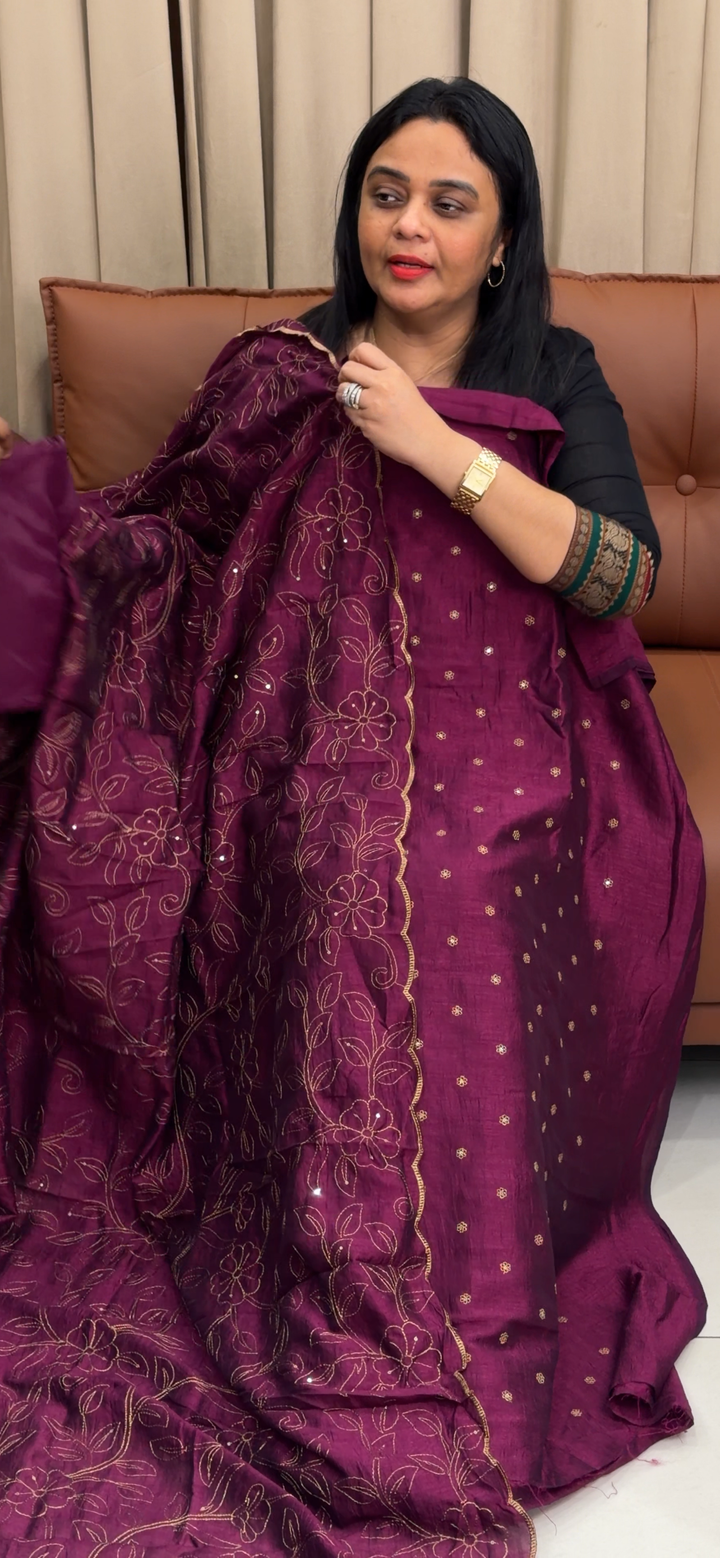SEMI RAW SILK UNSTITCEHD SALWAR SUITS - NUWA - 2362