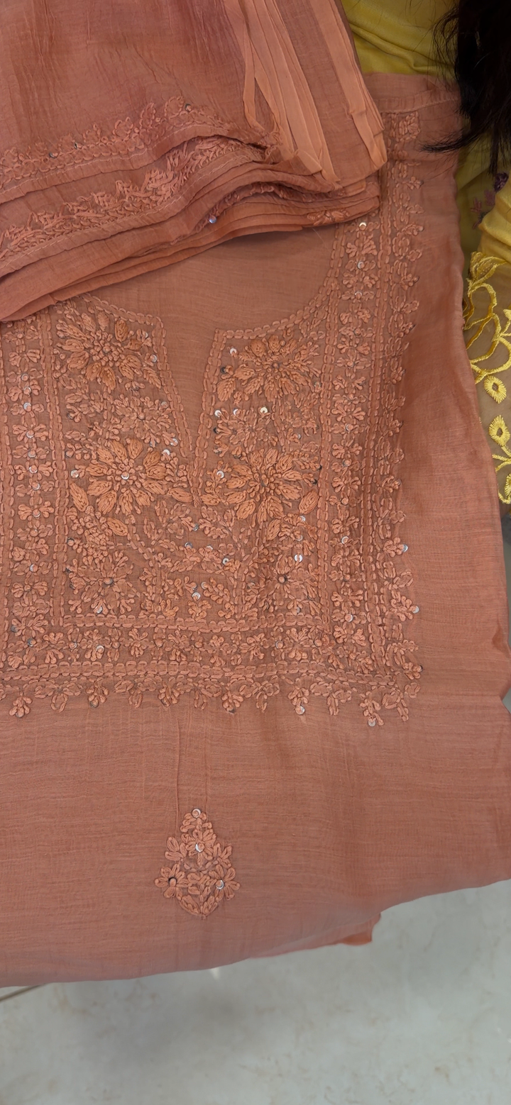 CHIKANKARI UNSTITCHED SALWAR SUITS - NUWA - 2338