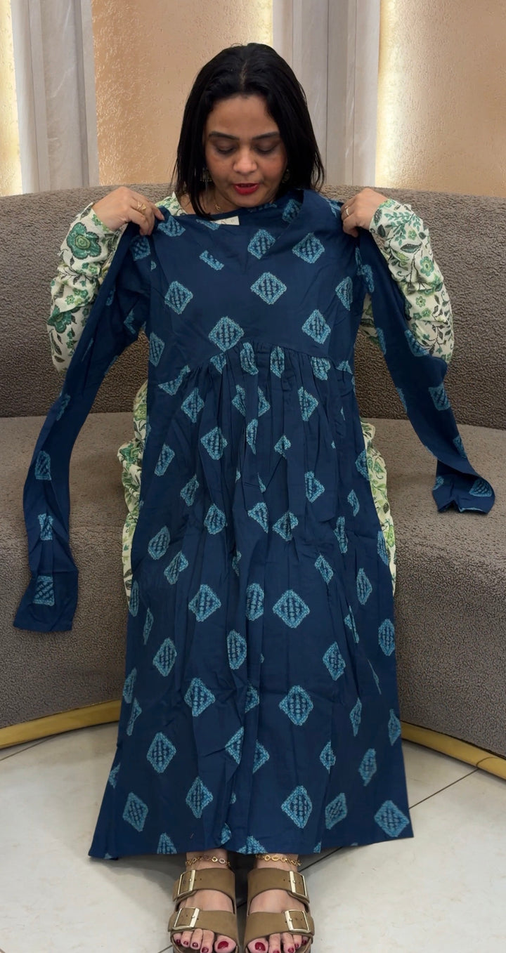 COTTON PRINTED ALINE TOPS - NUWA-1502