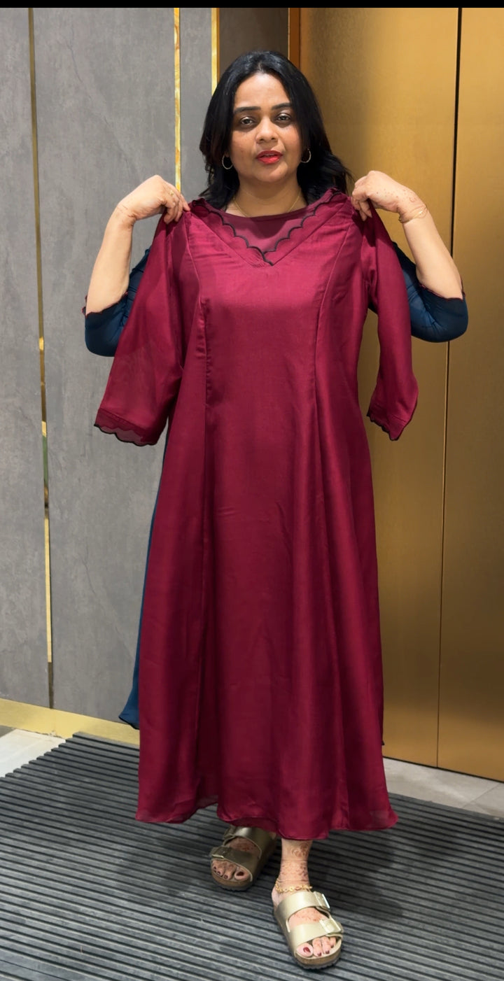 SEMI RAW SILK ALINE TOPS - NUWA-319