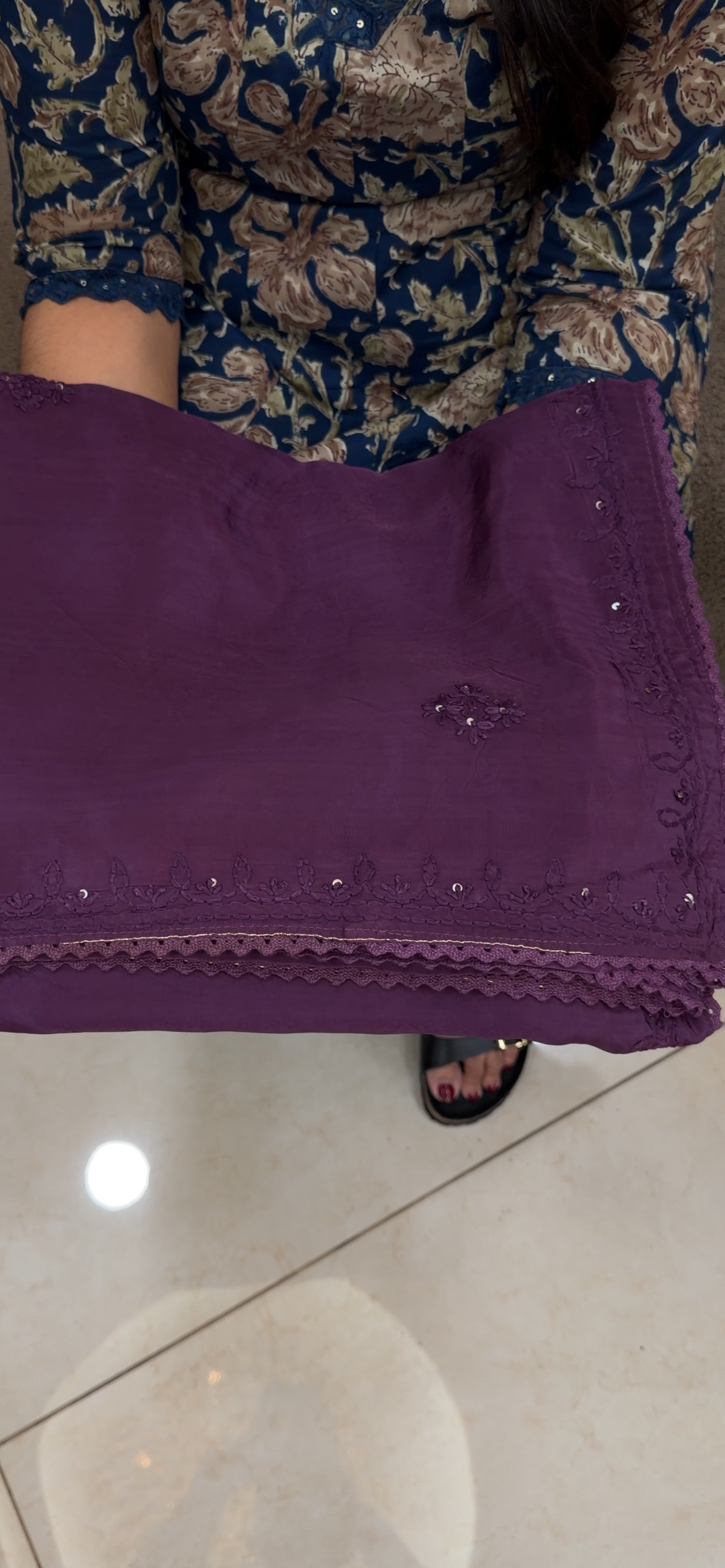 VISCOSE CRAPE CHIKANKARI SAREES - NUWA - 1623