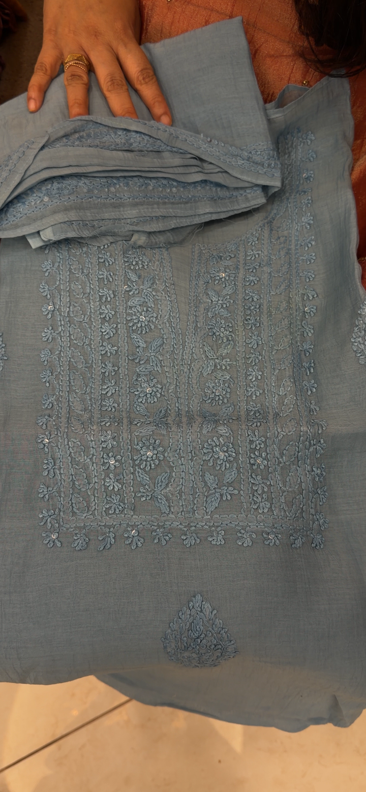 CHIKANKARI UNSTITCHED SALWAR SUITS - NUWA - 1305