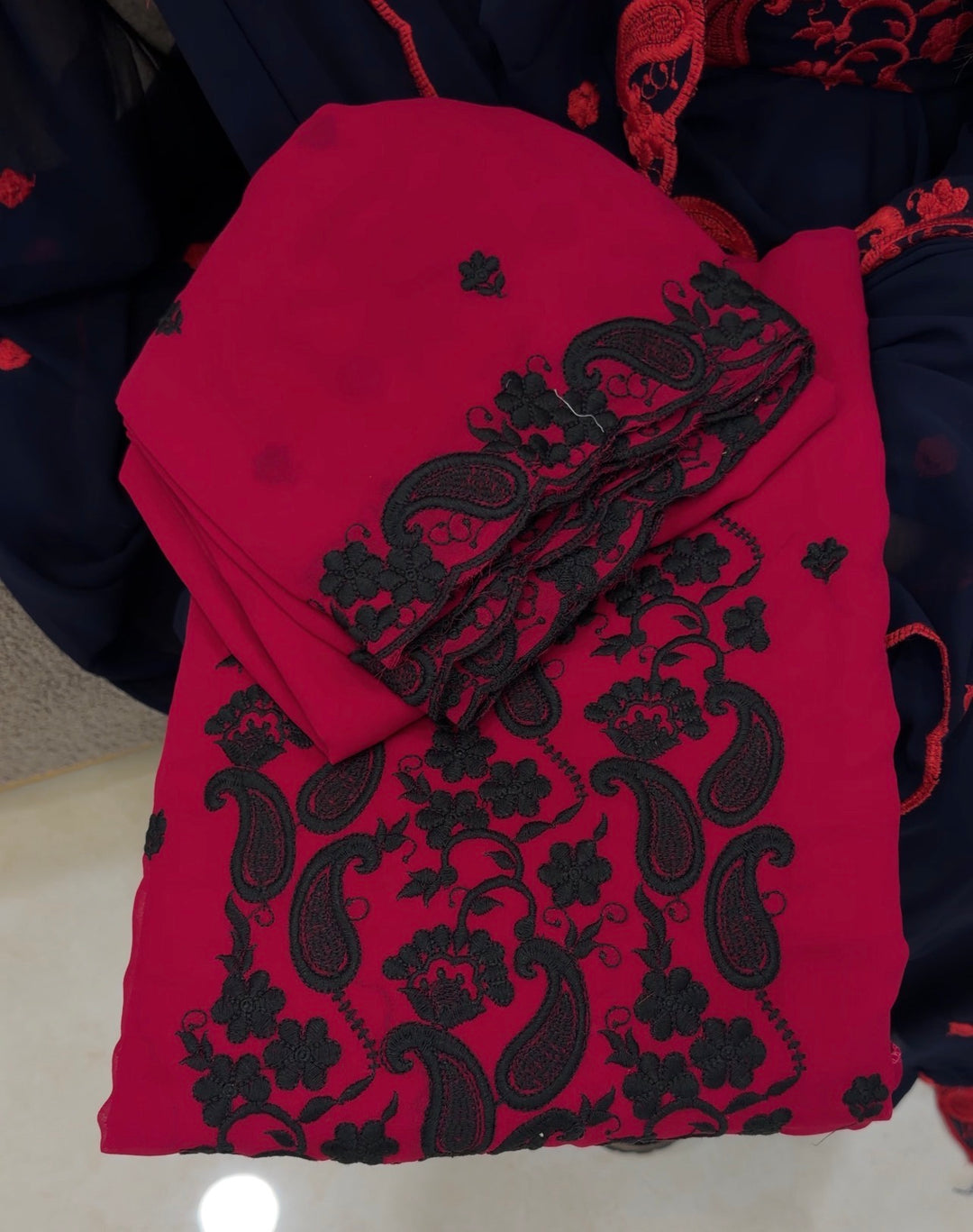 IN-HOUSE FAUX GEORGETTE TOP,BOTTOM AND DUPATTA - IHA 1664