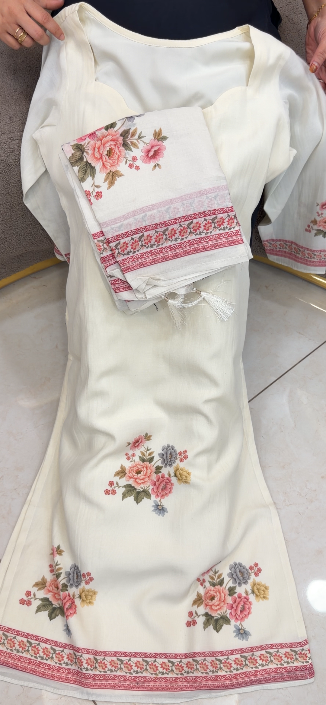 MALAI CHANDERI TOP, BOTTOM AND DUPATTA - NUWA - 1460