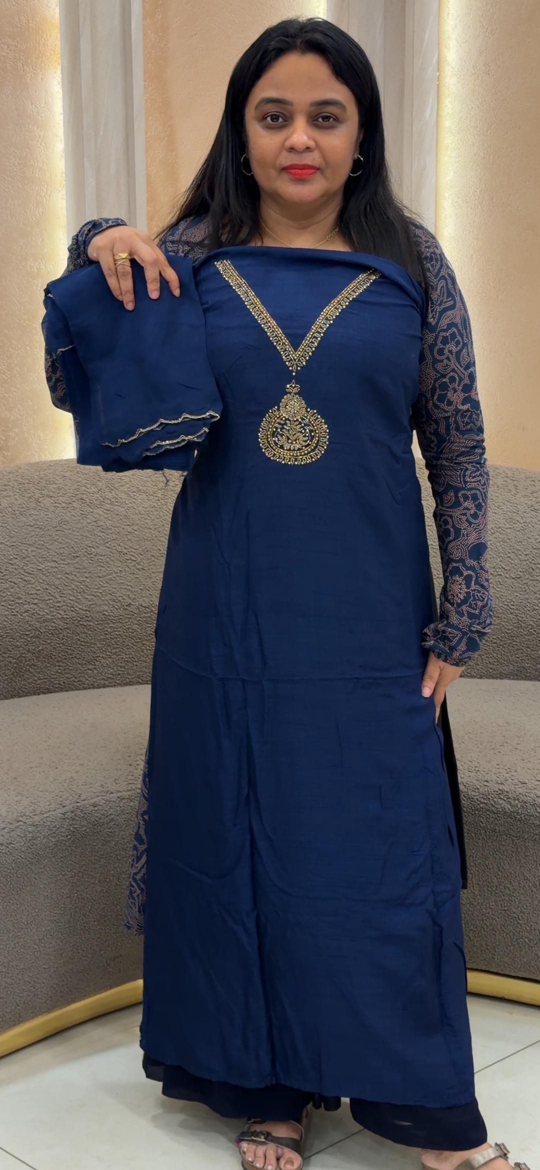 OFFER SALE HAND WORKED DOLA SILK UNSTITCHED SALWAR SUITS - 2407