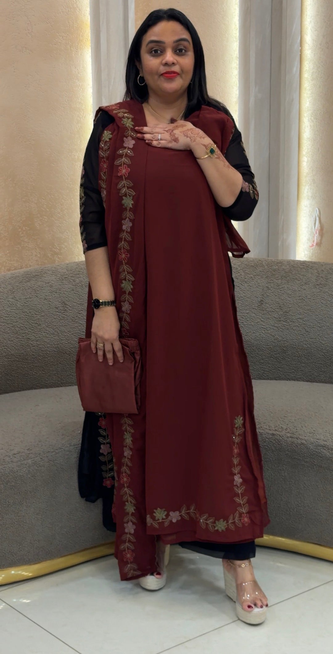 FAUX GEPORGETTE TOP,BOTTOM AND DUPATTA - NUWA-1234