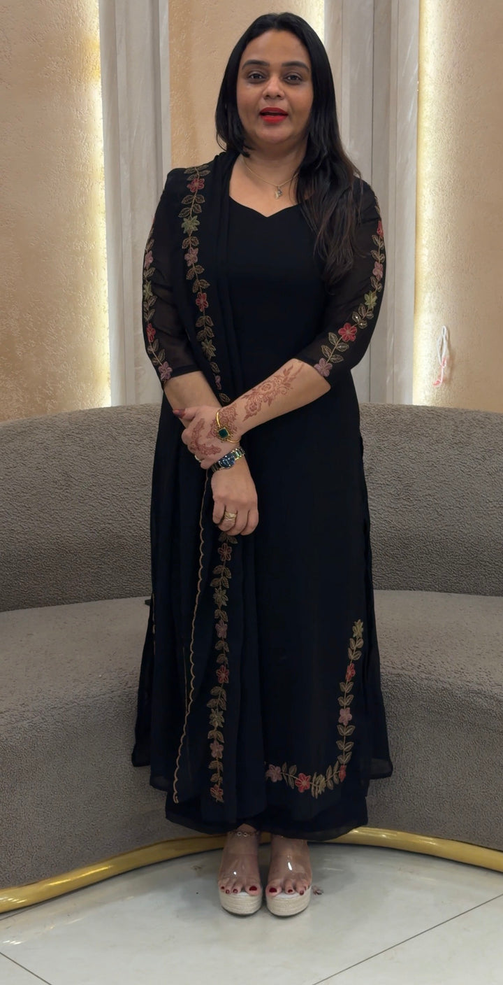 FAUX GEPORGETTE TOP,BOTTOM AND DUPATTA - NUWA-1234