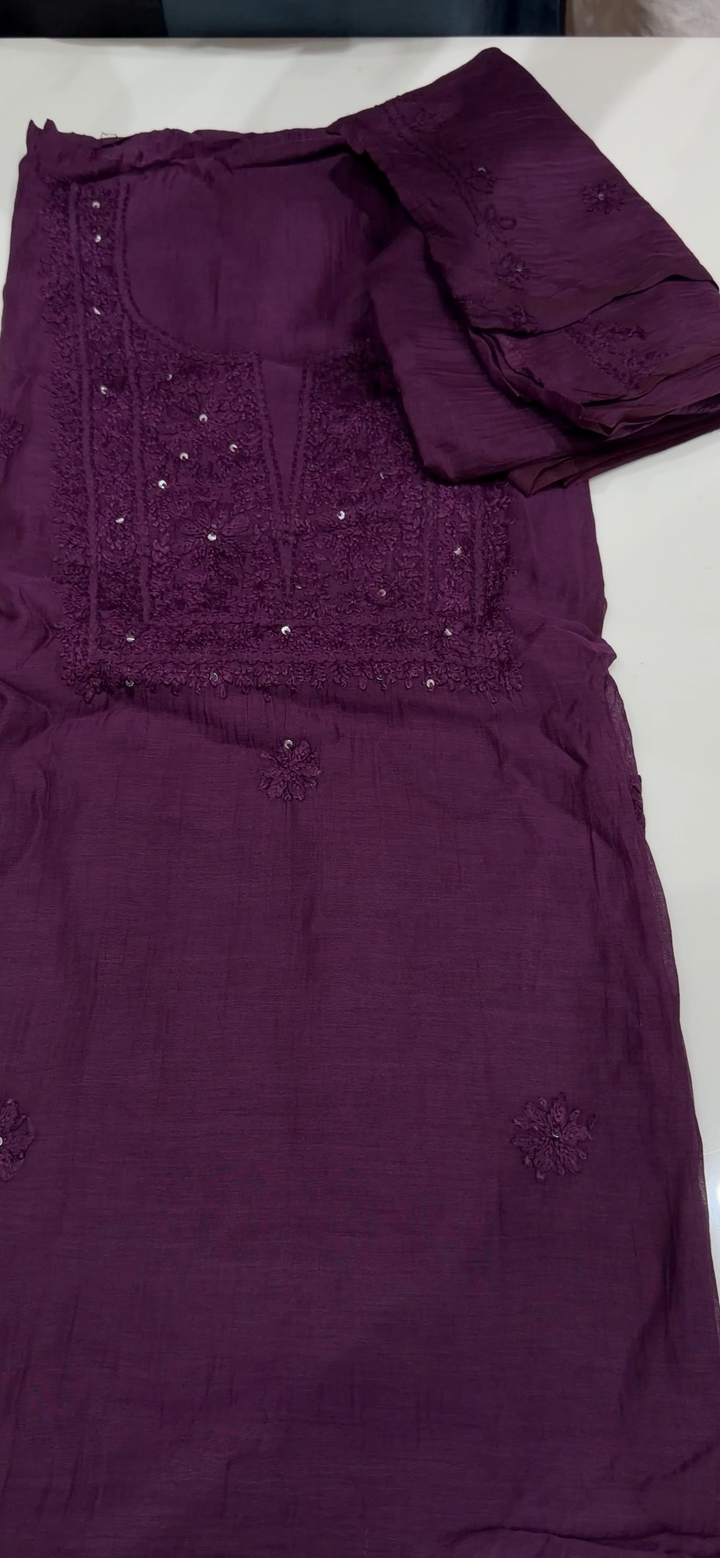 CHIKANKARI UNSTITCHED SALWAR SUITS - NUWA - 1743