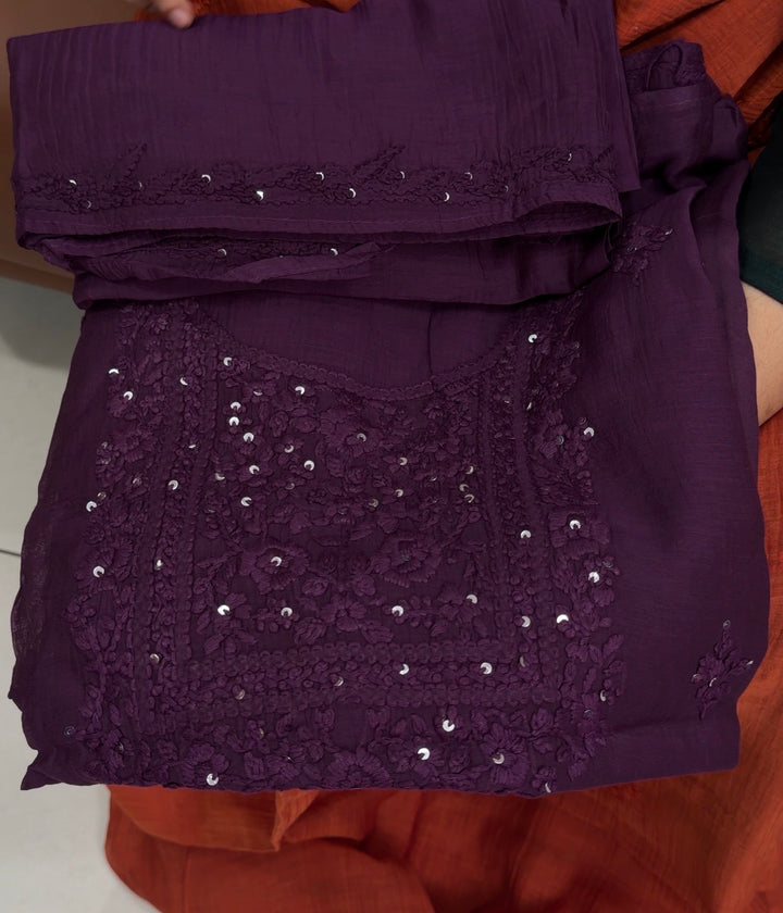 LUCKNOWI CHIKANKARI UNSTITCHED SALWAR SUITS - NUWA-1587