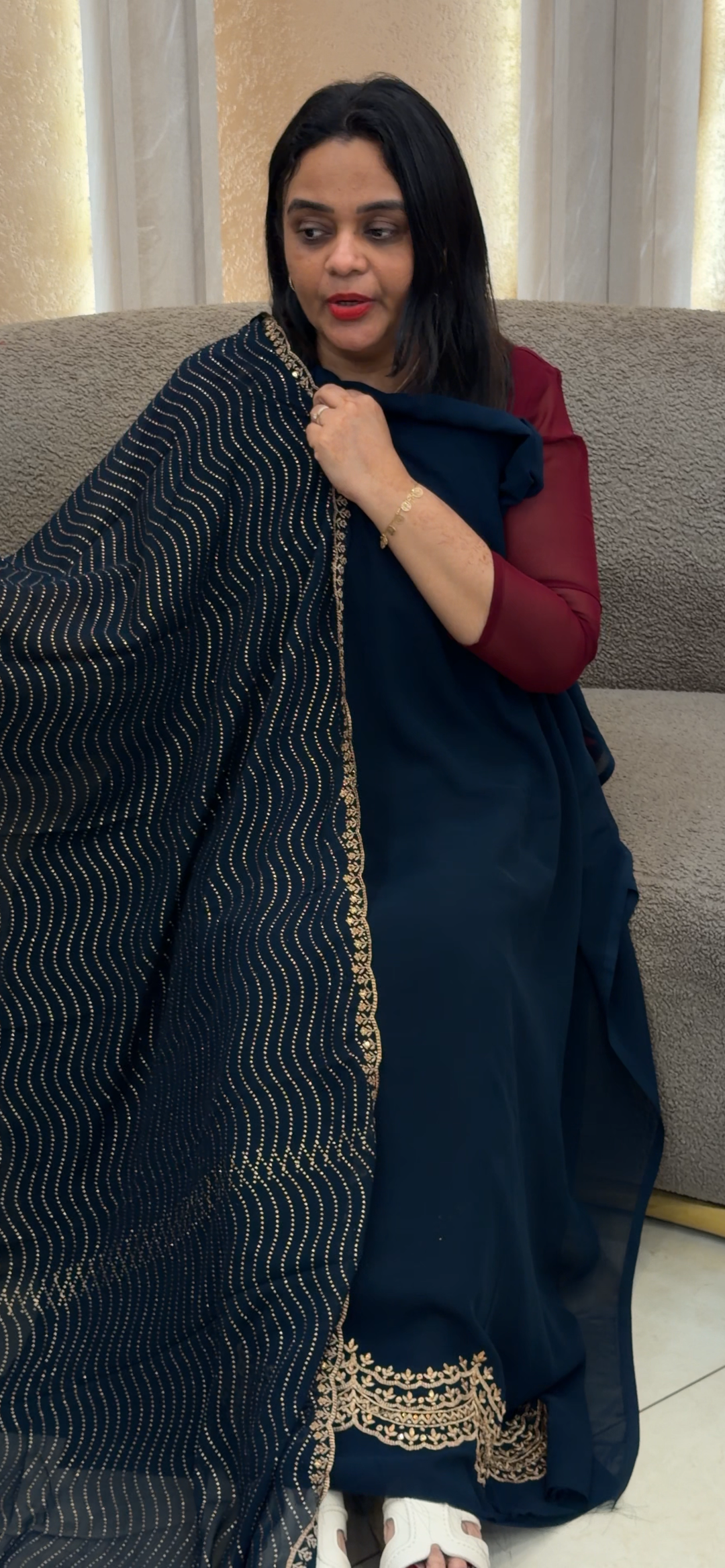 FAUX GEORGETET UNSTITCHED SALWAR SUITS  - NUWA - 1298