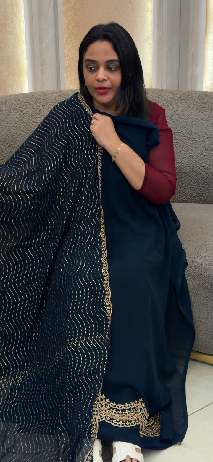 FAUX GEORGETET UNSTITCHED SALWAR SUITS  - NUWA - 1298