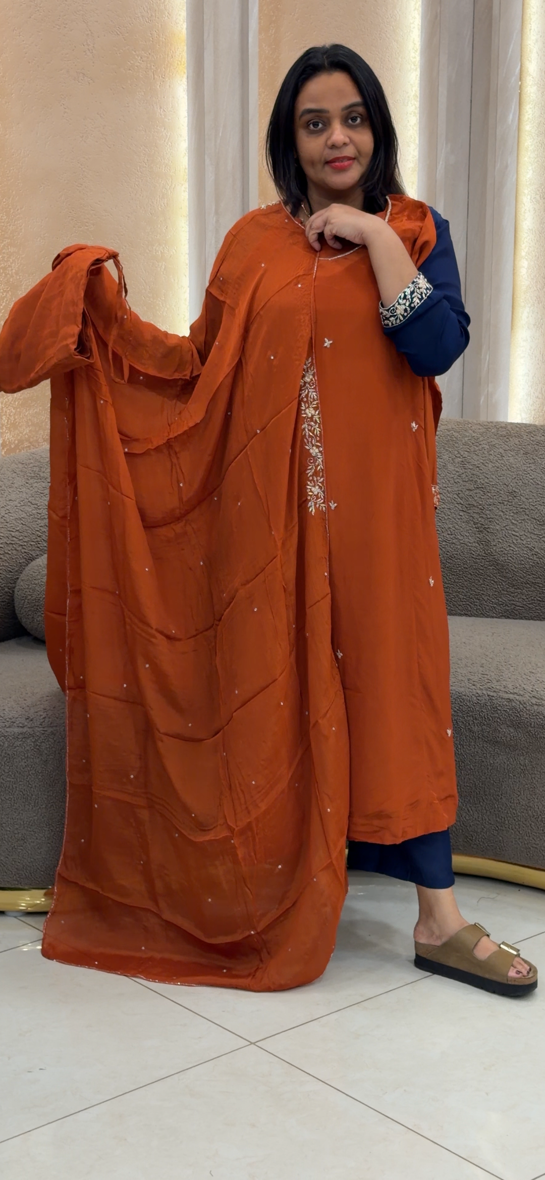 CRAPE SILK TOP, BOTTOM AND DUPATTA - NUWA - 1038