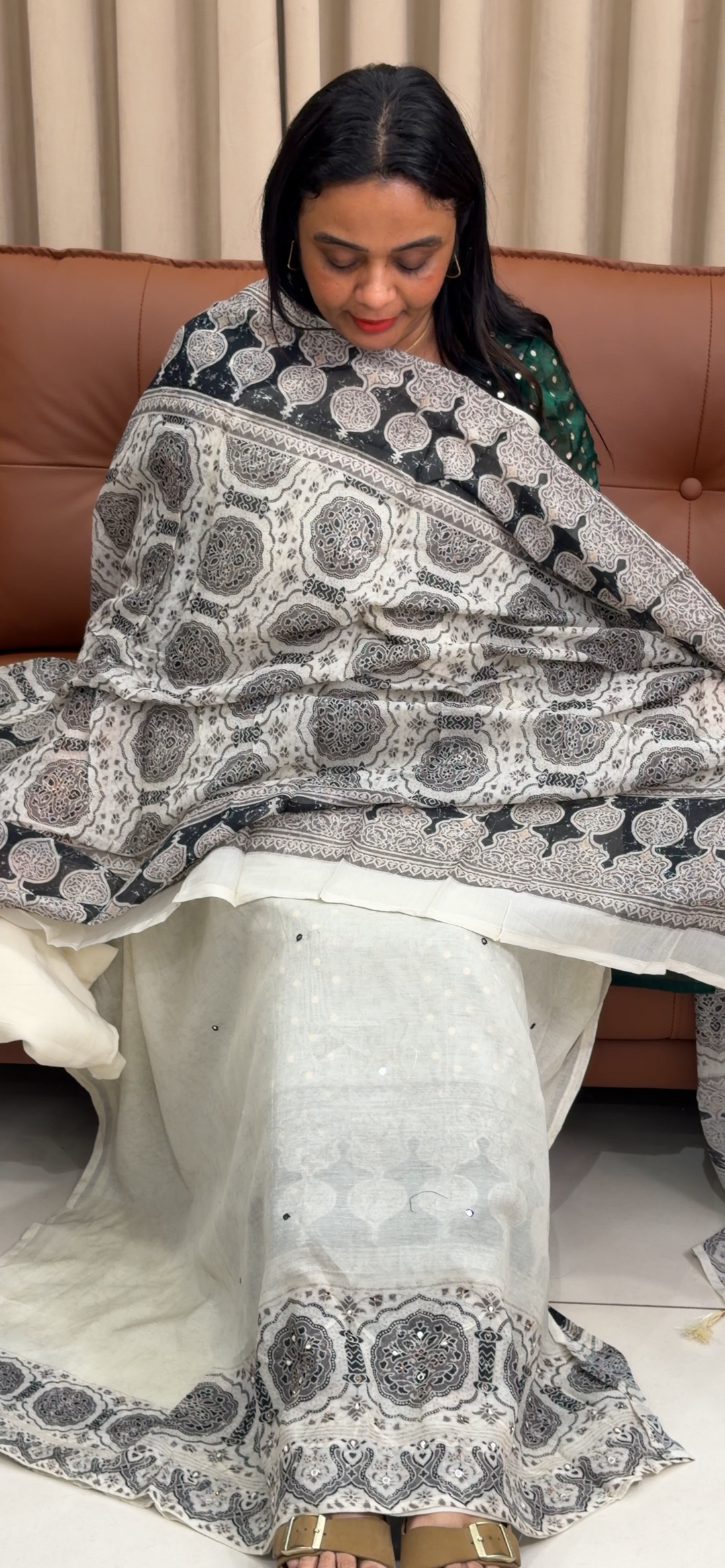 MUL CHANDERI UNSTITCHED SALWAR SUITS - NUWA - 1445