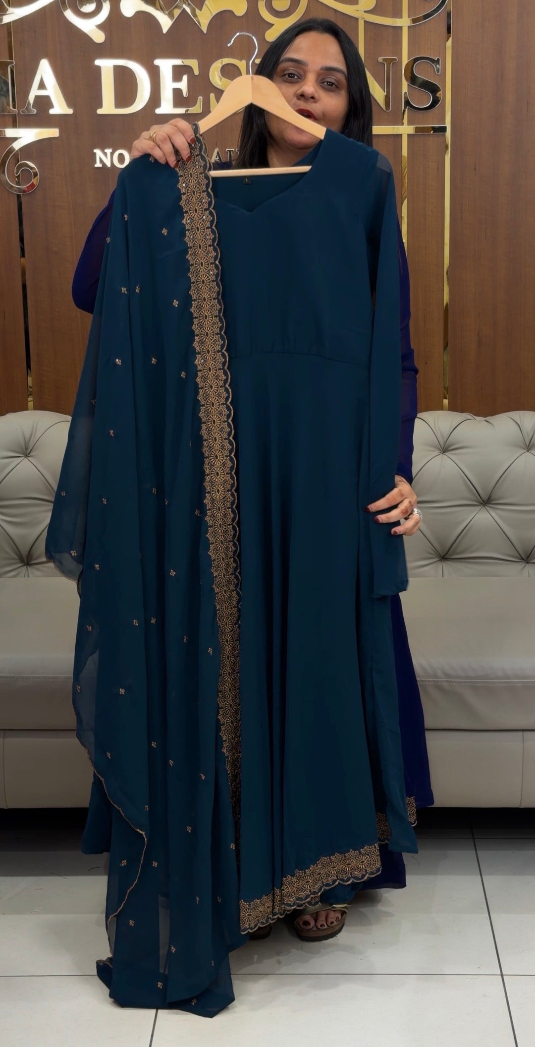 FAUX GEORGETTE ANARKALI TOP AND DUPATTA - NUWA-781