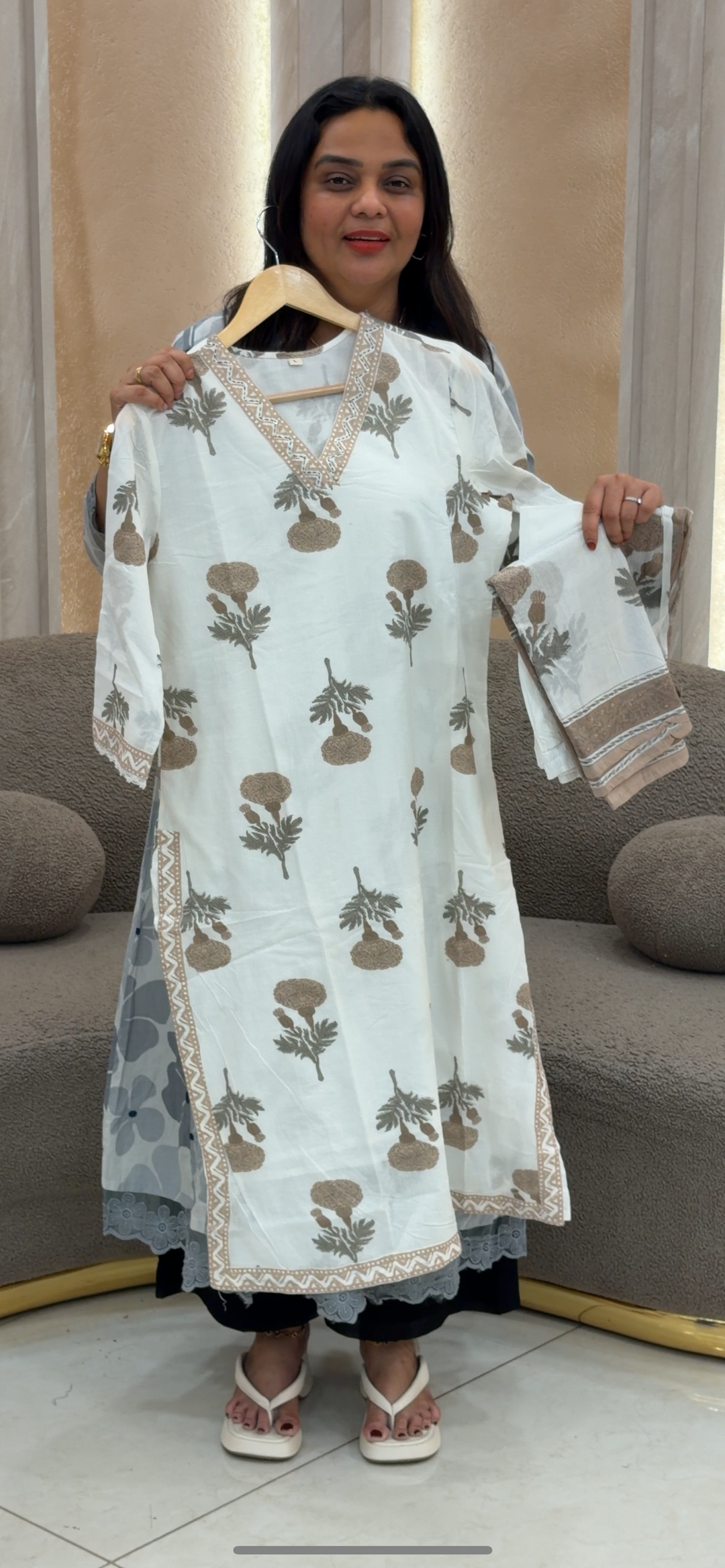 COTTON PRINTED TOP, BOTTOM AND DUPATTA - NUWA - 449