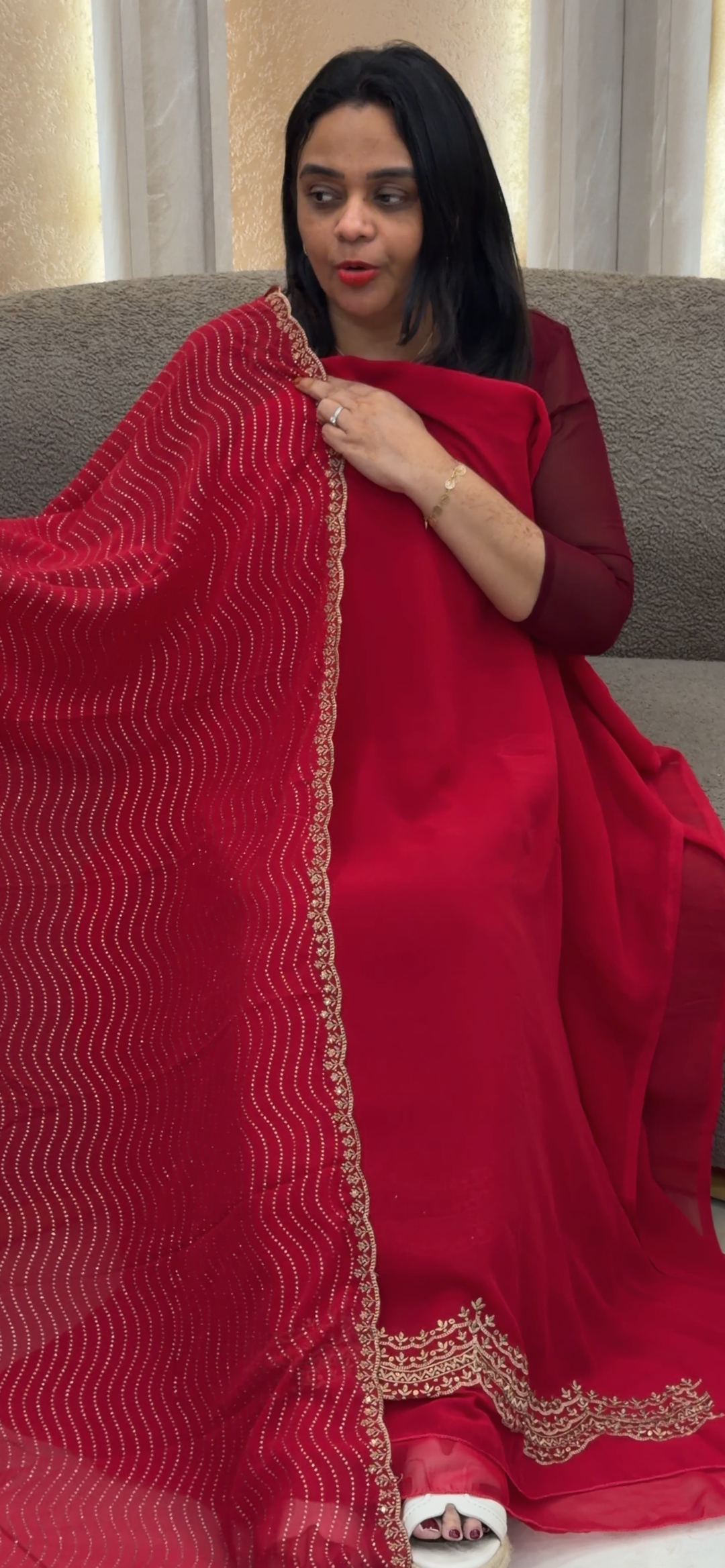 FAUX GEORGETET UNSTITCHED SALWAR SUITS  - NUWA - 1298