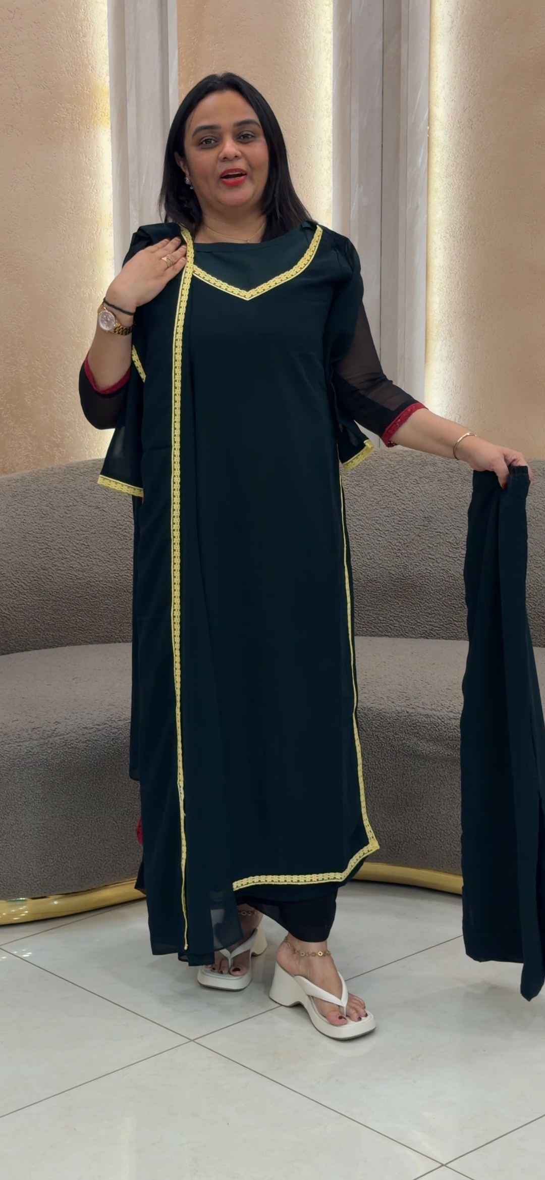 FAUX GEORGETTE TOP, BOTTOM AND DUPATTA - NUWA - 912