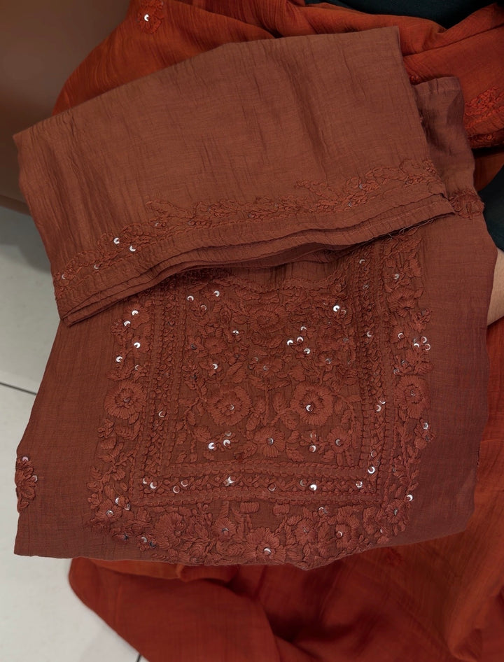 LUCKNOWI CHIKANKARI UNSTITCHED SALWAR SUITS - NUWA-1587