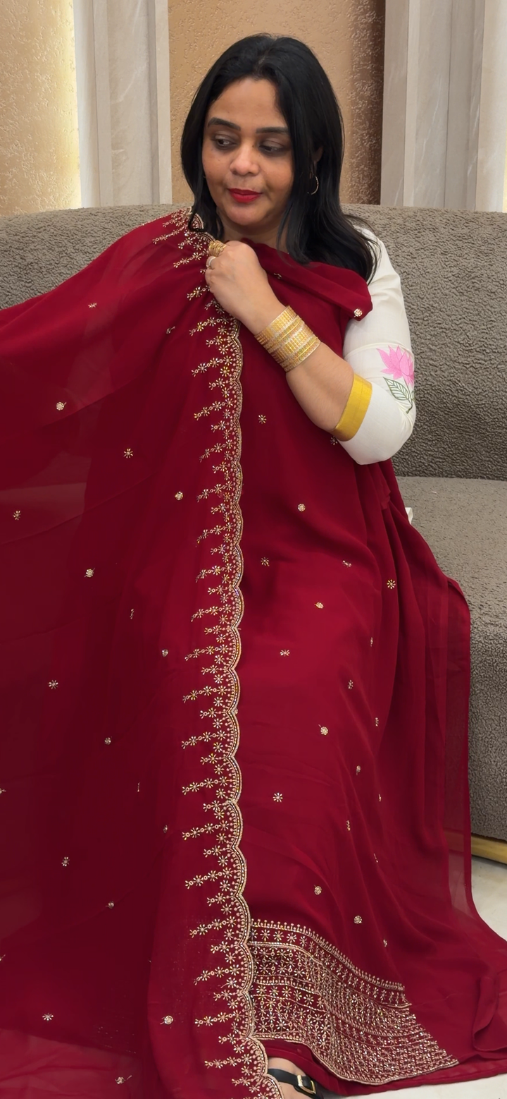 FAUX GEORGETTE UNSTITCHED SALWAR SUITS - NUWA - 1625