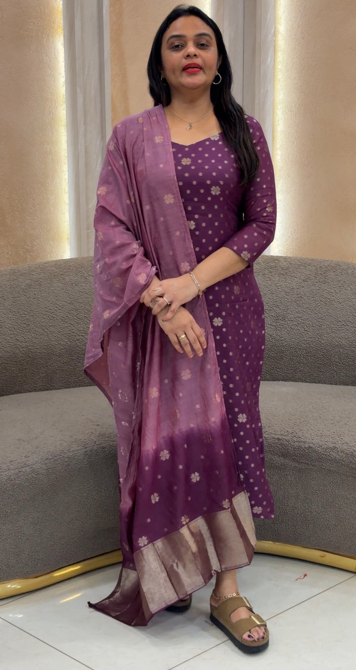 MUL CHANDERI UNSTITCHED SALWAR SUITS - NUWA-1172