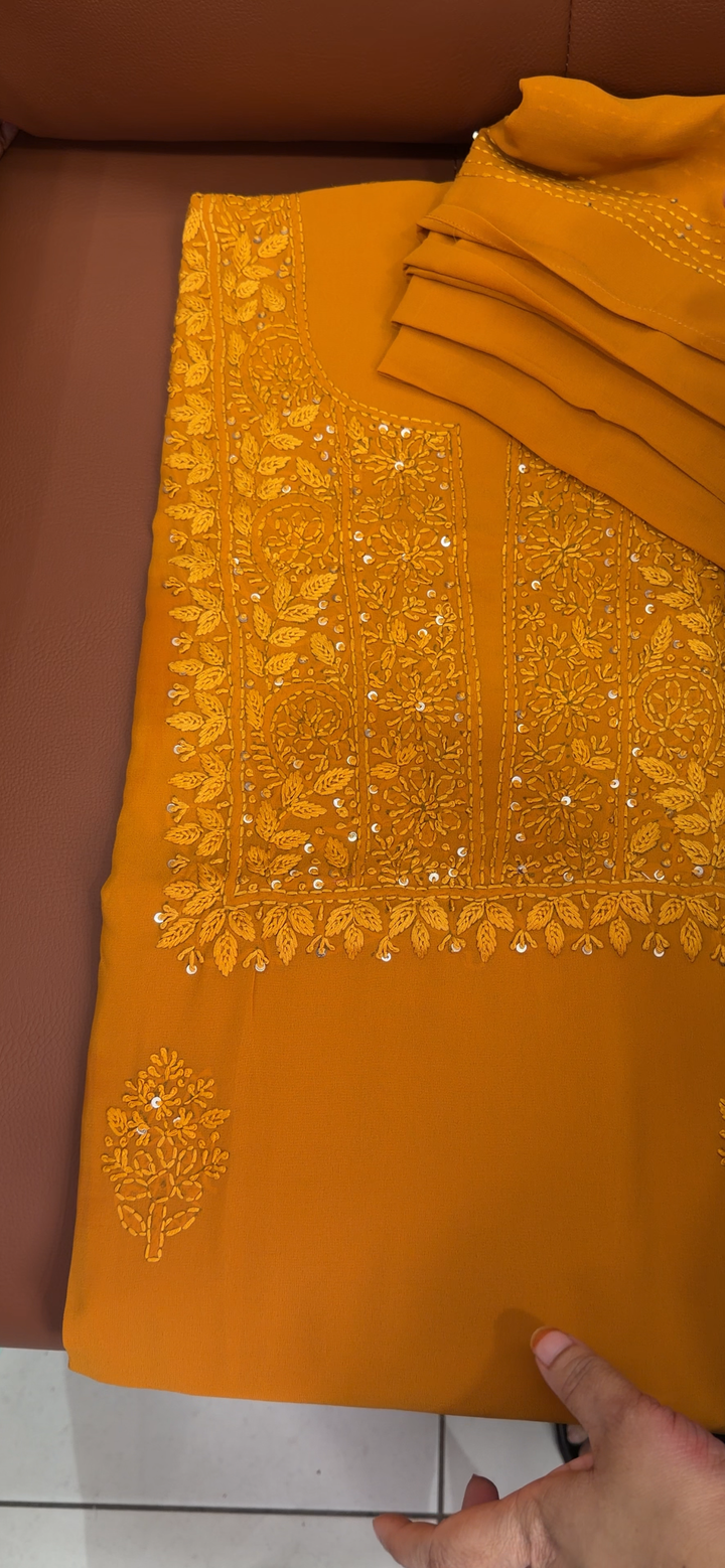 CHIKANKARI UNSTITCHED SALWAR SUITS - NUWA - 1958