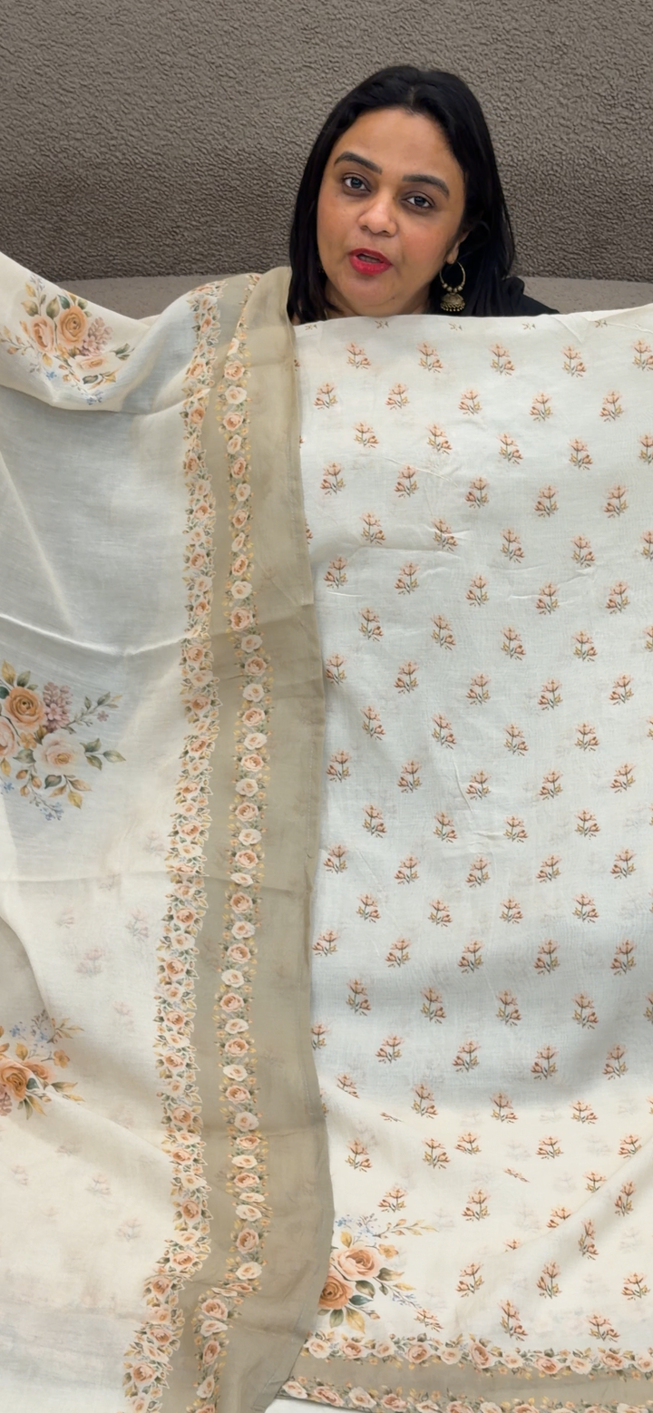 PRINTED MUL CHANDERI UNSTITCHED SALWAR SUITS - NUWA - 1449