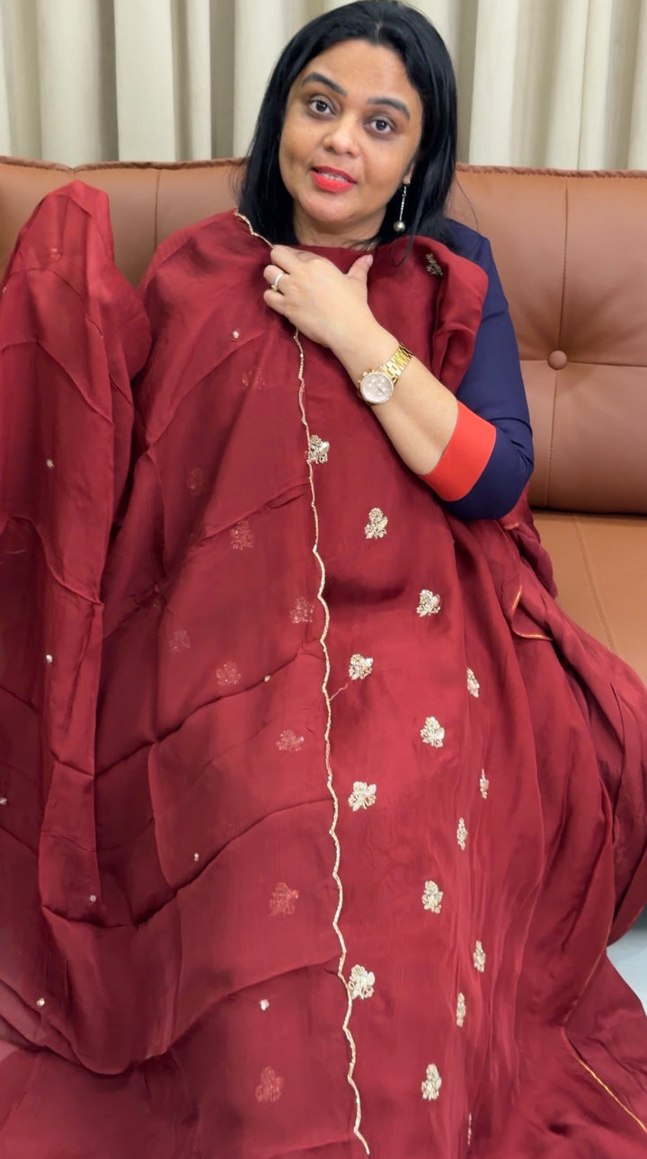 SILK ORGANZA UNSTITCHED SALWAR SUITS - NUWA-2210